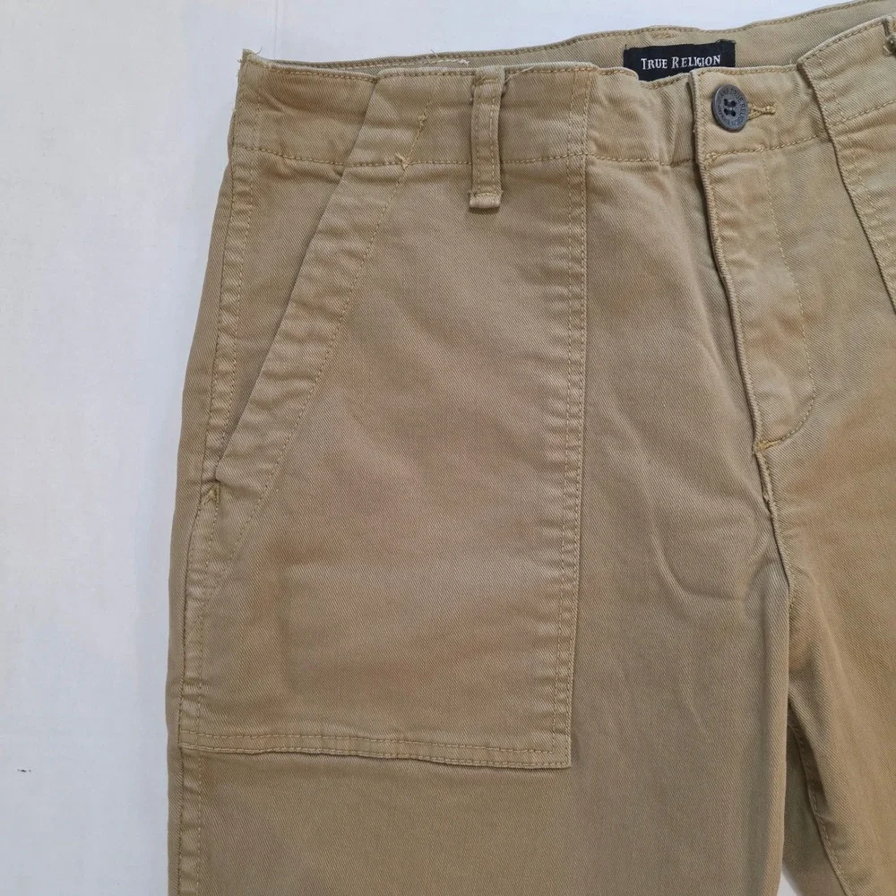 True Religion Patch Pkt Shorts Mens‎ 32 Tan Khaki Flap Pocket Utility Cargo